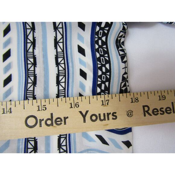 Parker Blue Geometric Silk Top sz XS Boho Hippie Y2K Cottaecore Peasant 90's - Picture 8 of 11